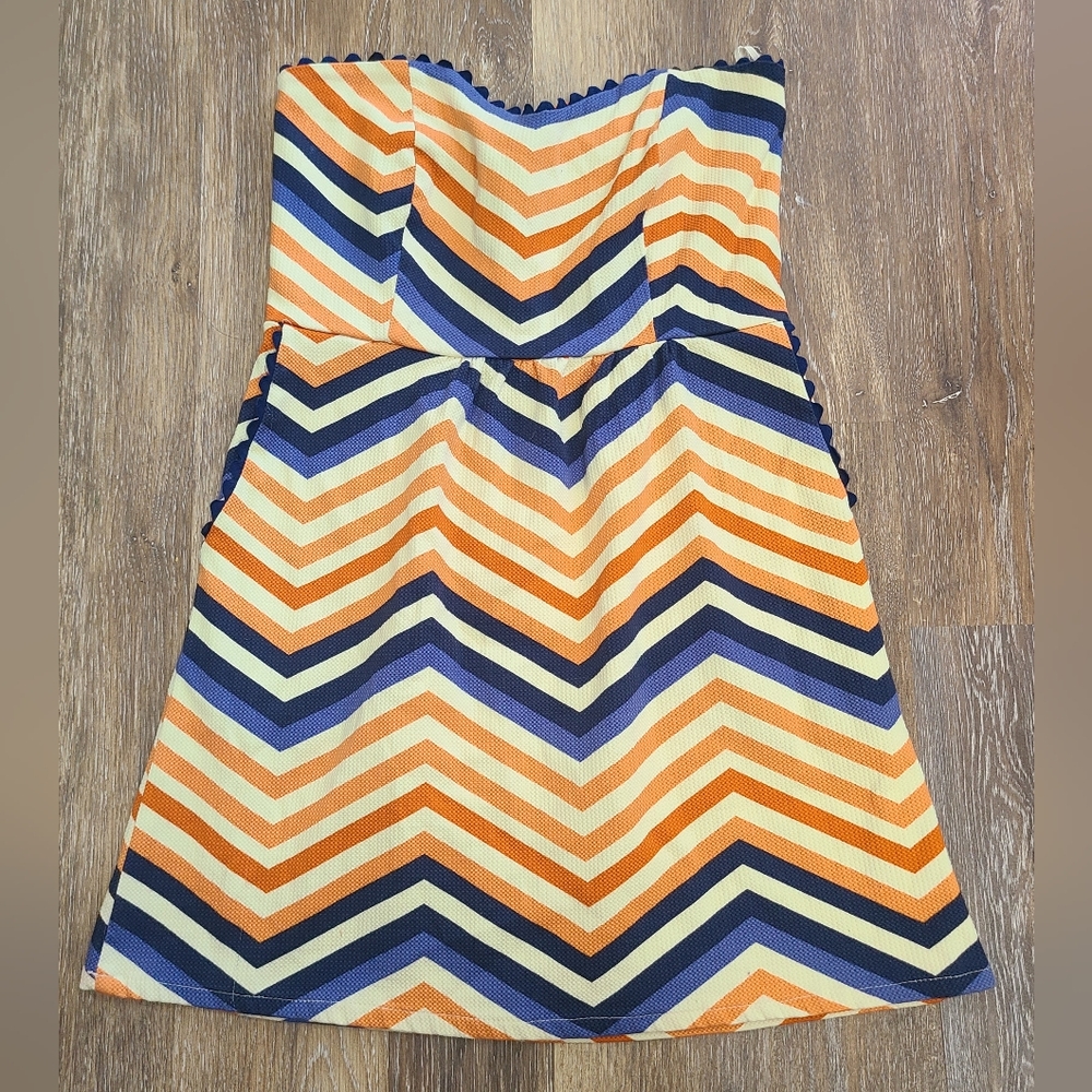 Judith March Chevron Strapless Mini Dress Size Large